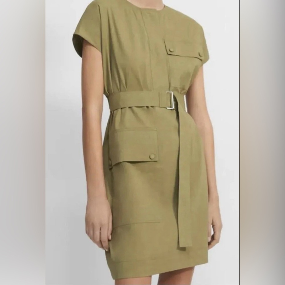 Olive Green Belted Dress